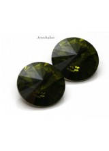 NEW! 2 Swarovski Crystal (1122) Olivine Foiled Rivoli Stones 12mm ~ Ideal For Frames & Embellishments 
